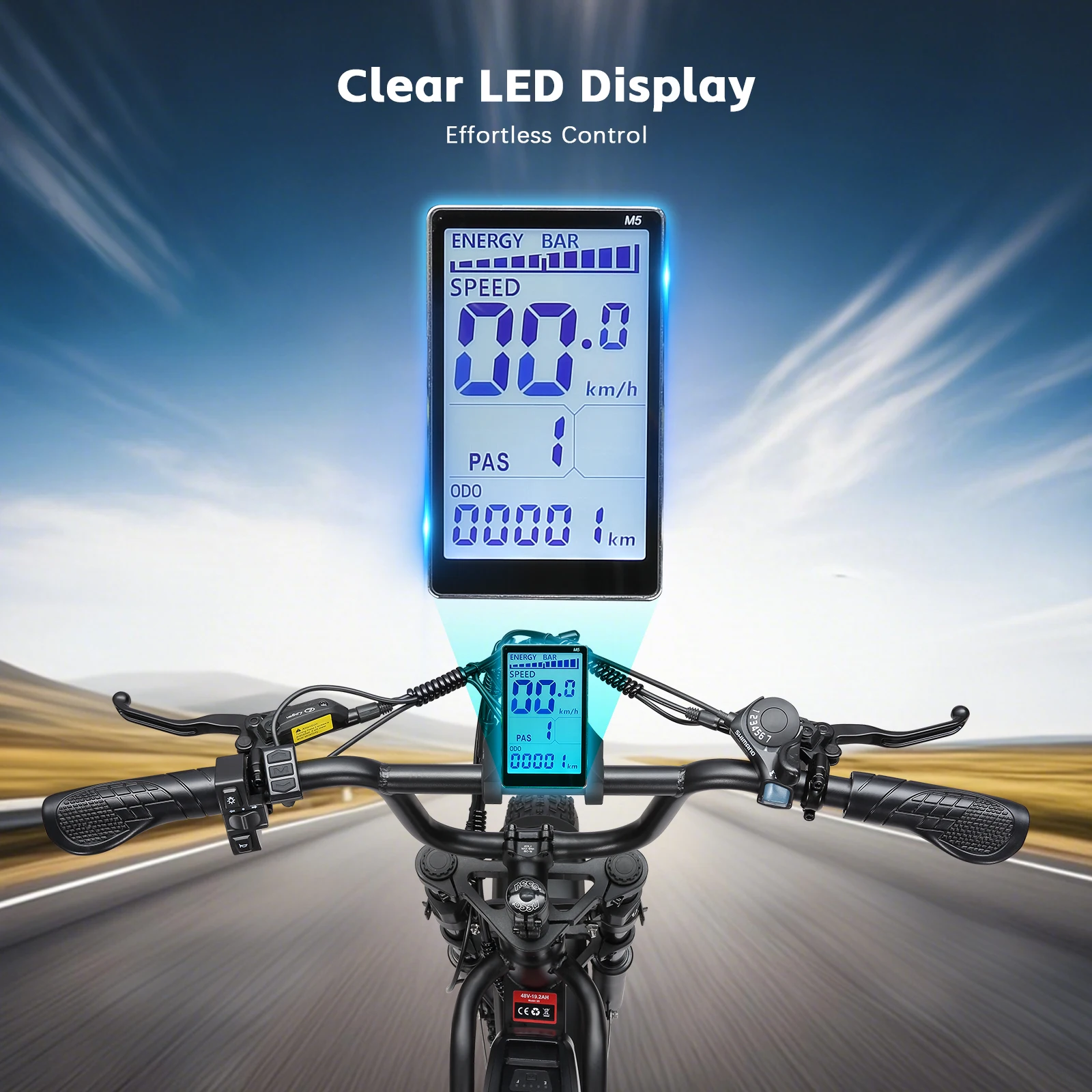 Fat Tire Elektrofahrrad 48V 1000W 19,2Ah Langstrecken-E-Bike für Herren 45KM/H 20 Zoll Moped-Style Mountain E-Bike – Detail 5