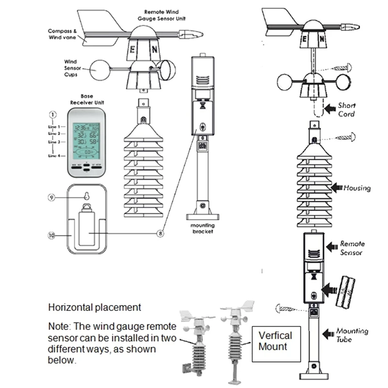 Wireless Weather Station Out Wind Speed Direction Sensor Digital Wind Temperature Humidity Sensor For Home