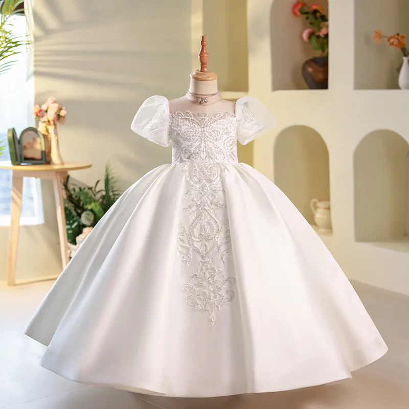 

Customized Ball Gown Baby Flower Girl Dresses Beads Sequins Princess Prom Birthday Party Gowns Formal