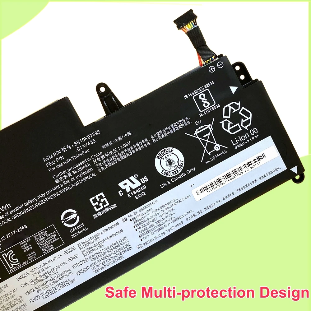 01AV400 Battery For Lenovo 01AV401 01AV402 01AV435 01AV436 01AV437 ThinkPad S2 Gen 13 Chromebook Series SB10K97593 TP00081A