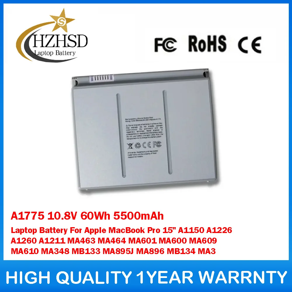 

A1775 10.8V 60Wh 5500mAh Laptop Battery For Apple MacBook Pro 15" A1226 A1260 A1211 MA463 MA464 MA601 MA600 MA609 MA610