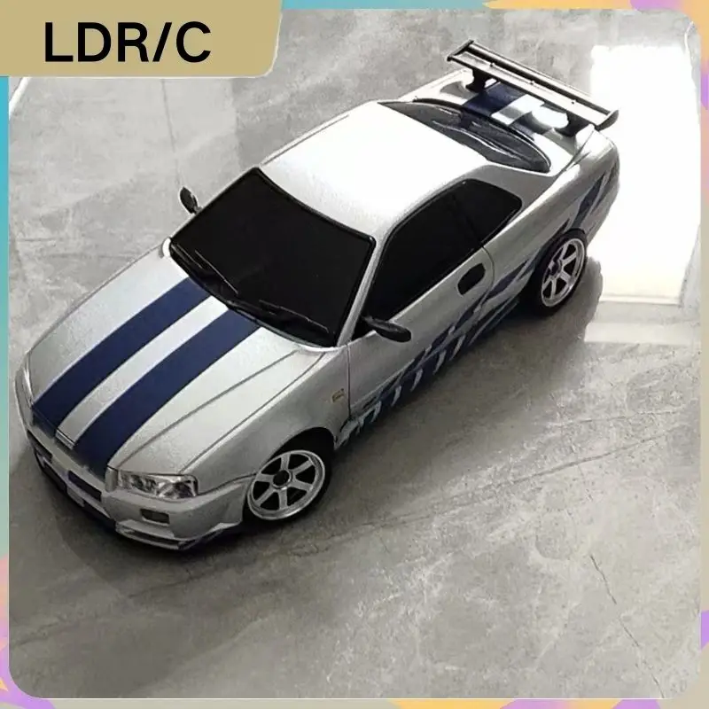 

LDRC 1/18 Nissan GTR R34 RC Drift Car RWD с гироскопом, легкосплавный кузов 2,4 ГГц для взрослых и мальчиков, подарок