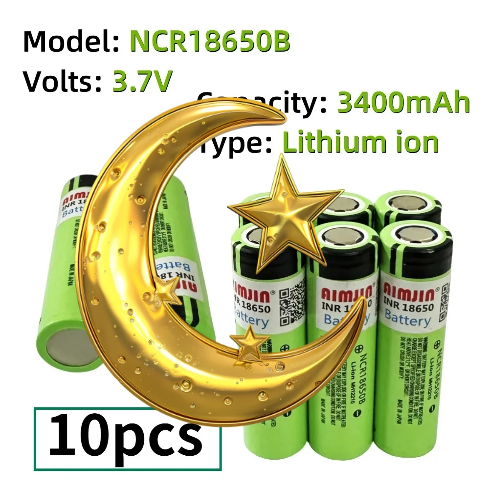

3.7V 3400mAh Rechargeable Lithium-ion Battery 100% Original NCR18650B for remote control flashlights etc battery replacement