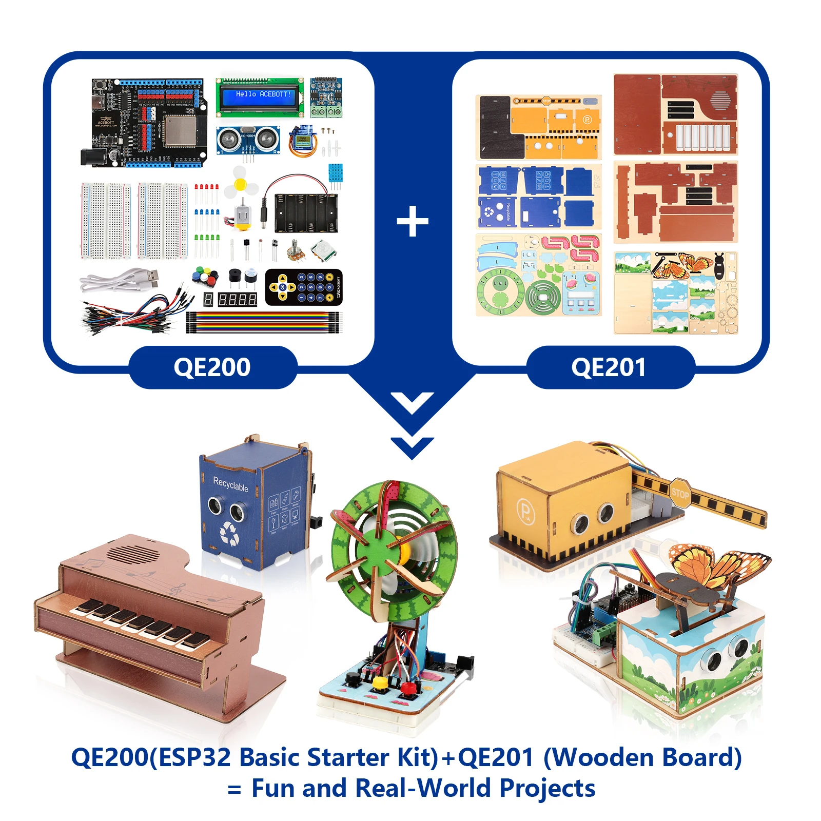 acebott-esp32電子工作キット-初心者向けstem学習キット-arduino-ide、scratch、python、iotプログラミングプロジェクト対応