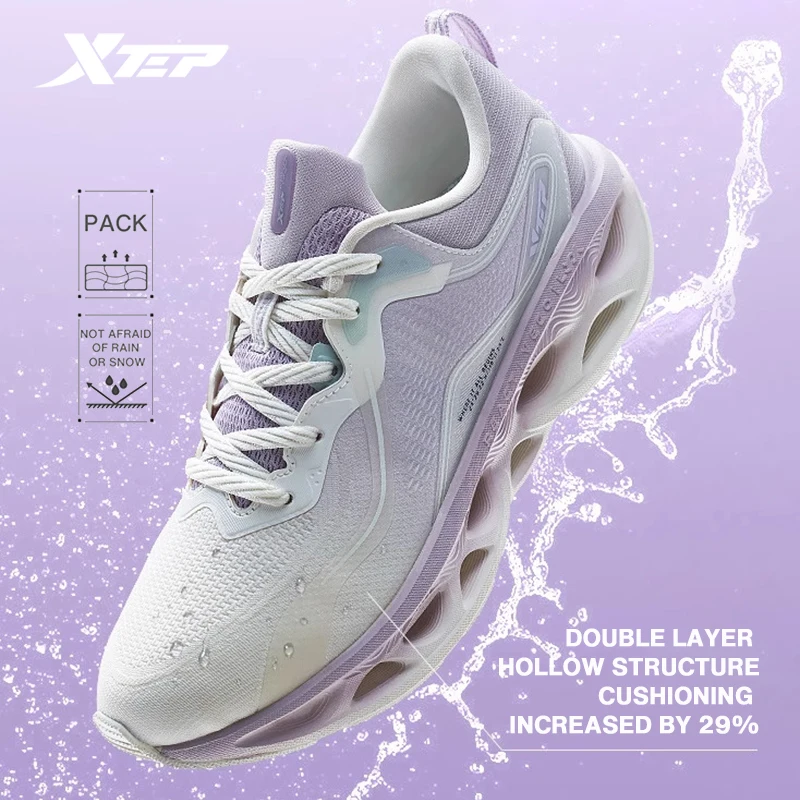 Xtep Running Shoes Women Lightweight Cushioning Support Sports Shoes Breathable Mesh Anti-Slip Soft Female Sneakers 877418110038