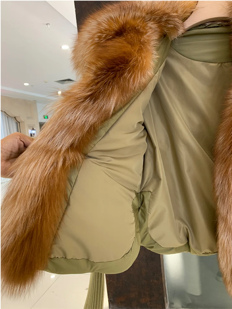 2026 Winter Real Fox Fur Collar White Duck Down Padded Down Jacket Regular Fashion Warm Big Fur Collar Women's Coat