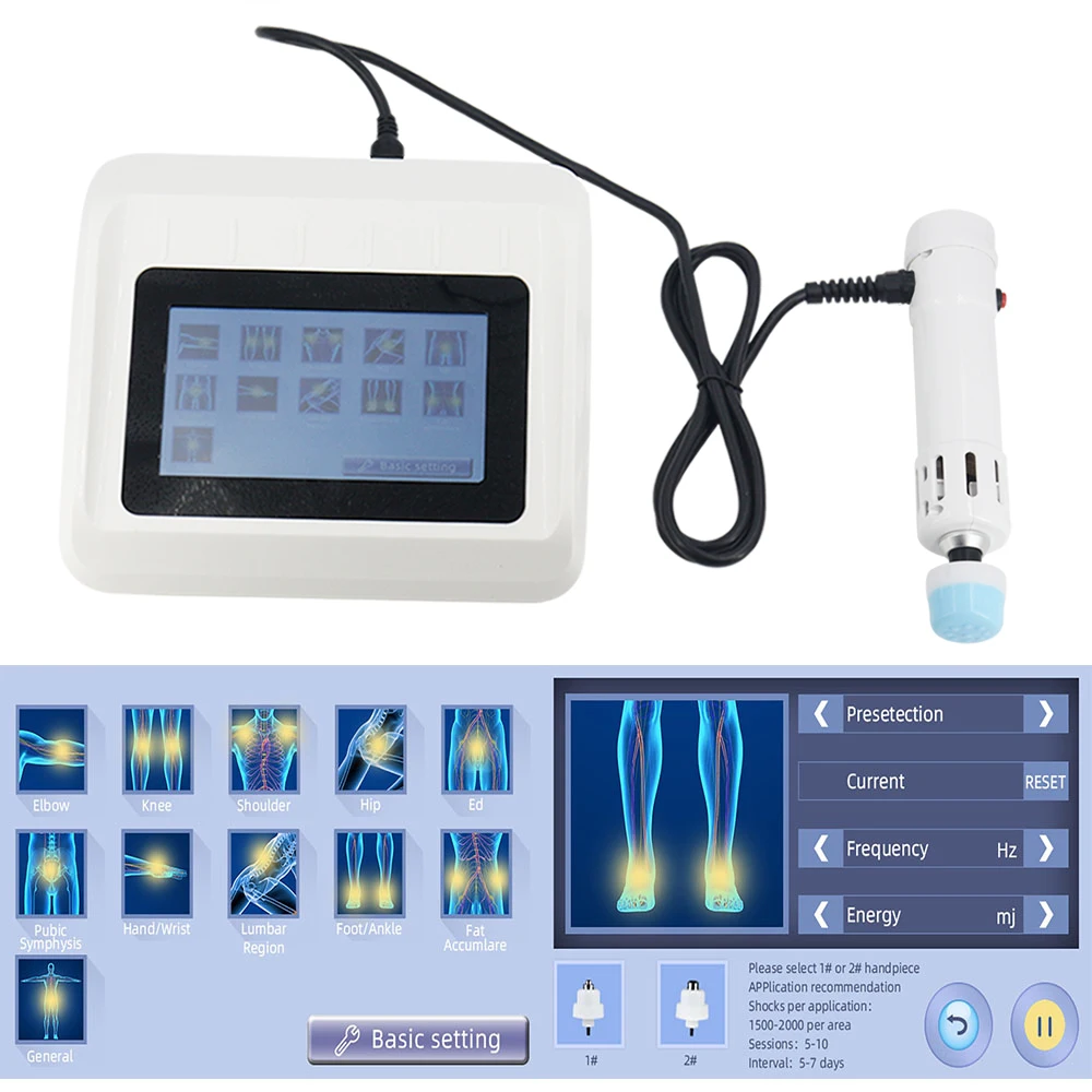 Shock Wave Therapy Machine 250MJ ที่มีประสิทธิภาพสําหรับ ED Treatment กําจัดปวดกล้ามเนื้อนวดผ่อนคลาย Shockwave Chiropractic 2 IN 1