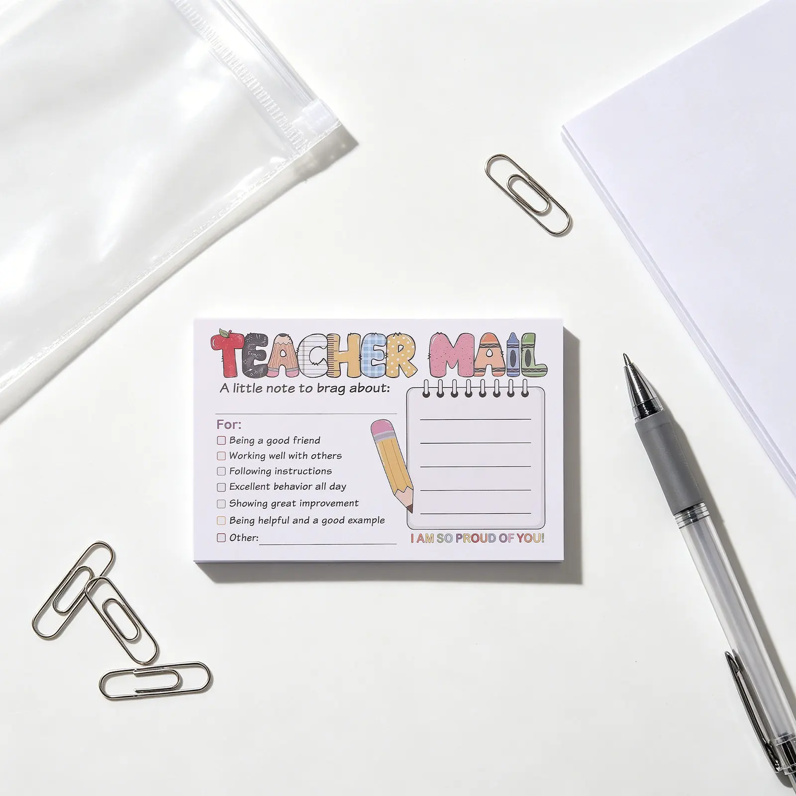 2Set School Themed Classroom Cards Thick Cardstock Daily Notes Parent Communication Student Performance Reminder Positive