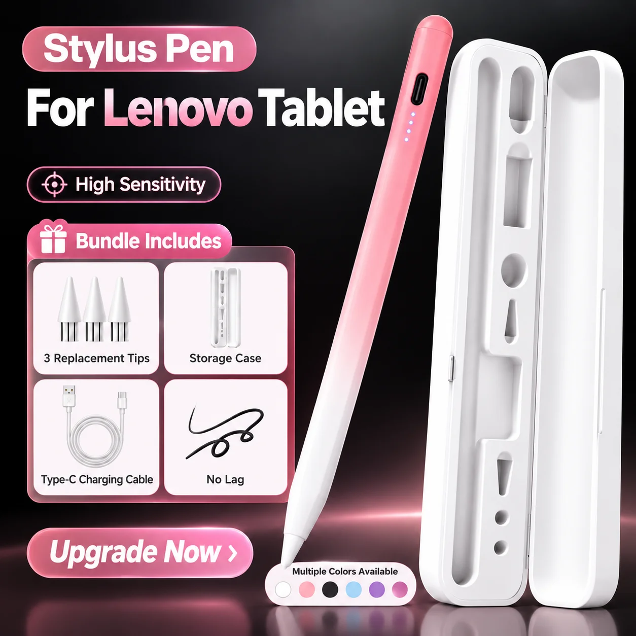 Stylus Pen for Lenovo Xiaoxin Pad Pro Yoga Tab Tab K12 Android Tablet, POM Tip Touch Pencil for Lenovo Tab P11 M10 Active Stylus