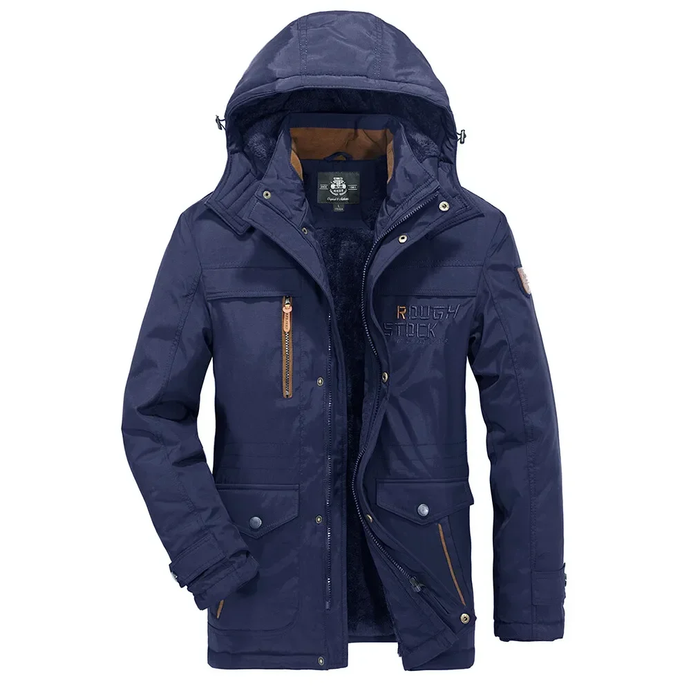 Parka longue rembourrée en coton pour homme, coupe-vent décontracté, fausse fourrure, veste à capuche pour homme, manteau d'hiver chaud, grande taille, sourire, 2024