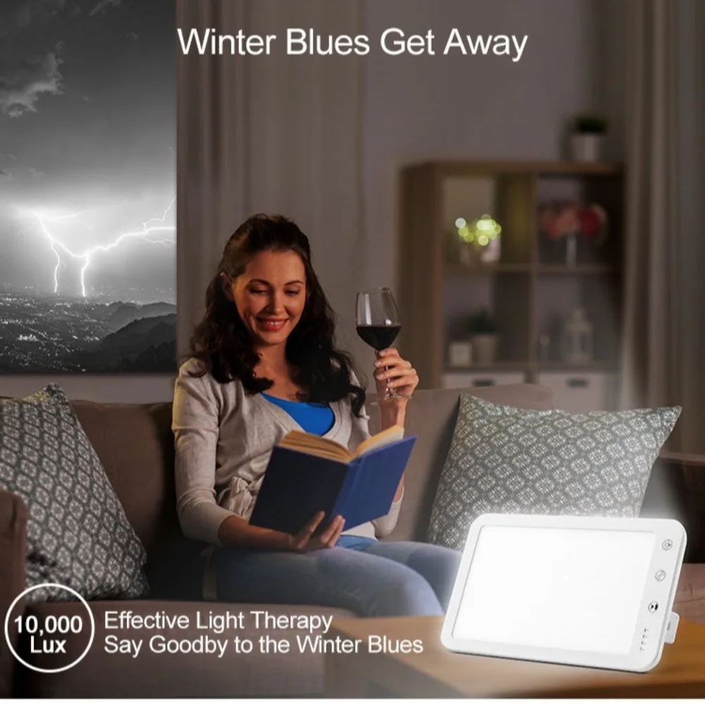 New 10000 Lux LED Daylight Lamp 5 Brightness Levels Simulating Natural Daylight SAD Lamp Touch Control Phototherapy Sad Light