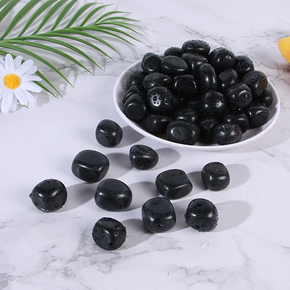 Polished Stone Natural Obsidian Tumbled Stone Reiki Healing Crystals Garden Aquarium Vase Plant Home Decoration Collection view 3