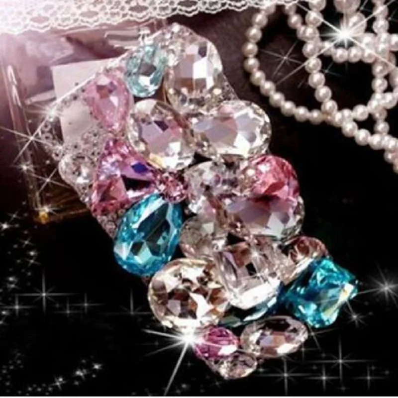 Bling Crystal Diamond Rhinestone 3D Stones Hard Back Cover For iphone 11 12 13 14 15 Pro max  For Samsung  S24 S23 S20 S21 Plus