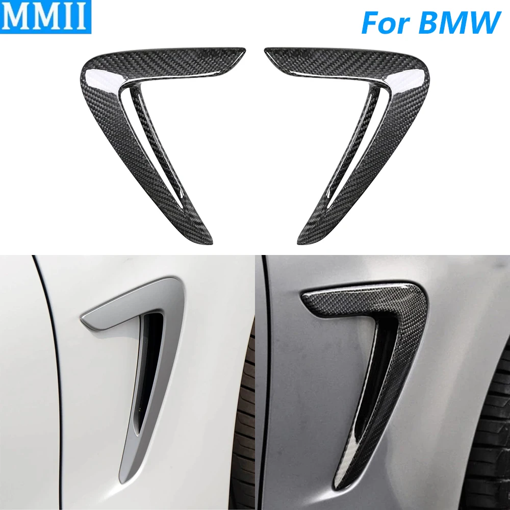 For BMW 4 Series F32 F33 440i 2014-2020 Real Dry Carbon Fiber Side Fender Vent Air Knife Panel Cover Decoration Car Accessories