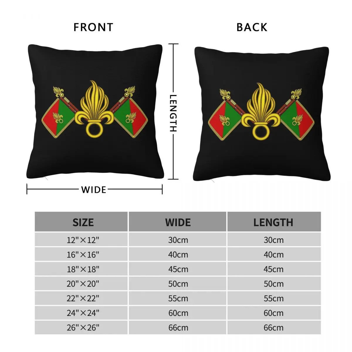 French Foreign Legion Fanion Et Grenades Square Pillowcase Polyester Linen Velvet Creative Zip Decorative Home Cushion Cover 18