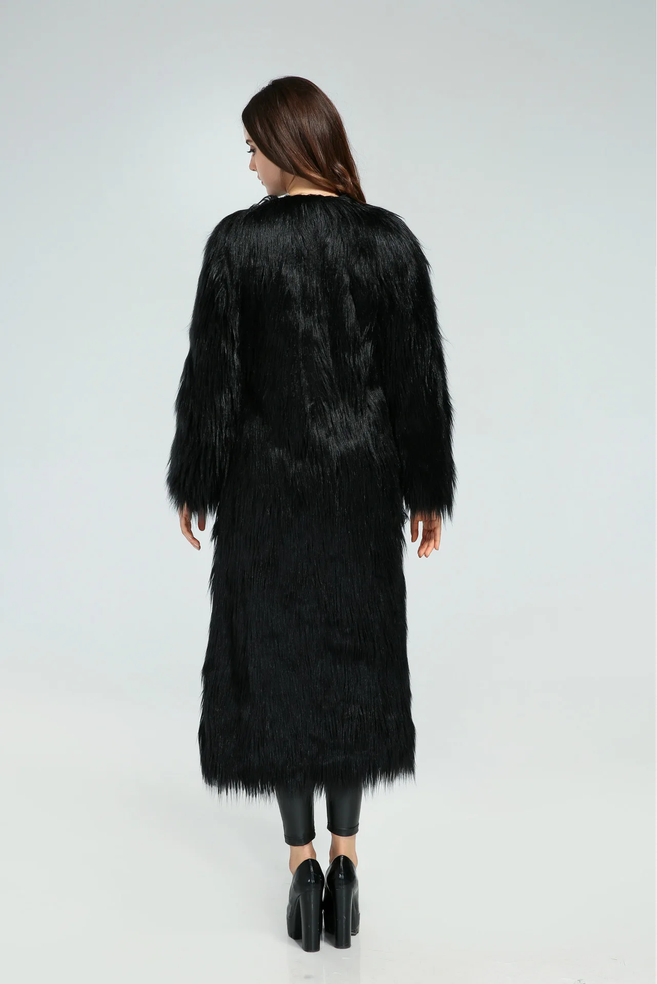 Women Imitation Sheep Faux Fur Long Coat Cardigan Thermal Loose Slim Fit Plush Coats Female Jacket Autumn Winter Furry Outerwear