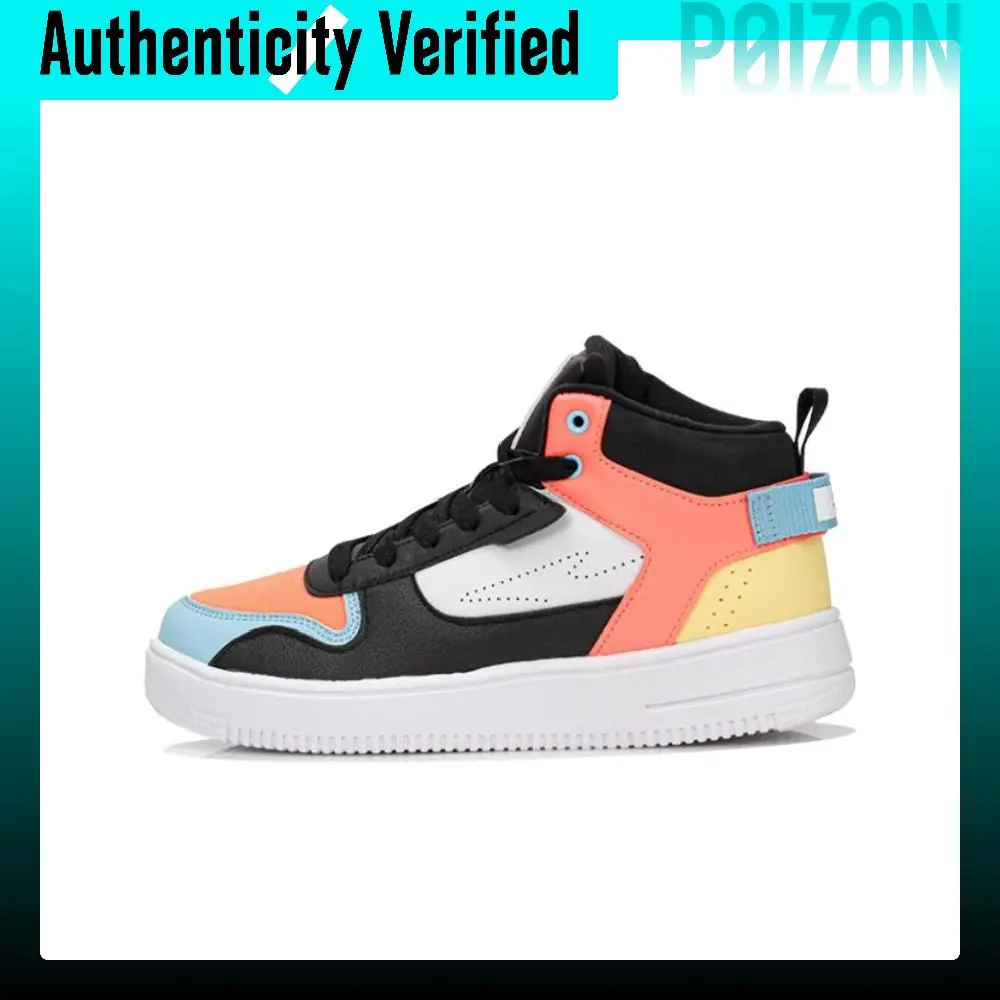 Erke Thermal Slip Resistant High top Skateboard Shoes Women's Jet Black/Fluorescent Orange Red 12121421379/