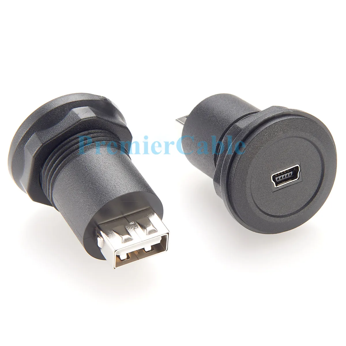 Mini USB Female to USB A Female Adapter 22mm Mini USB Jack to USB A Jack Round Panel Mount Adapter Mini USB 5pin Connector