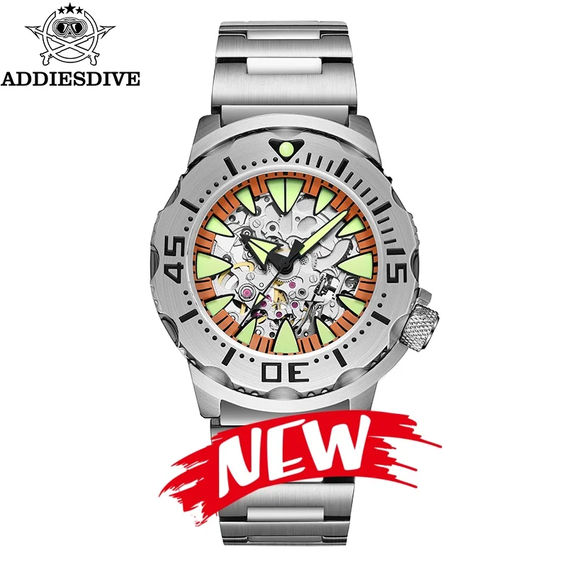 

ADDIESDIVE Automatic Mechanical Watch Sapphire Glass C3 Super Luminous 8N24 200M Waterproof 316L Steel Men Skeleton Watch