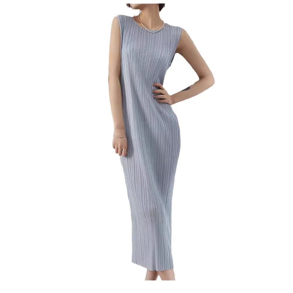 Sle básico redondo Ne Svel Midi comprimento envoltório em torno da saia colete versátil camada base cintura alta malha poliéster Dr