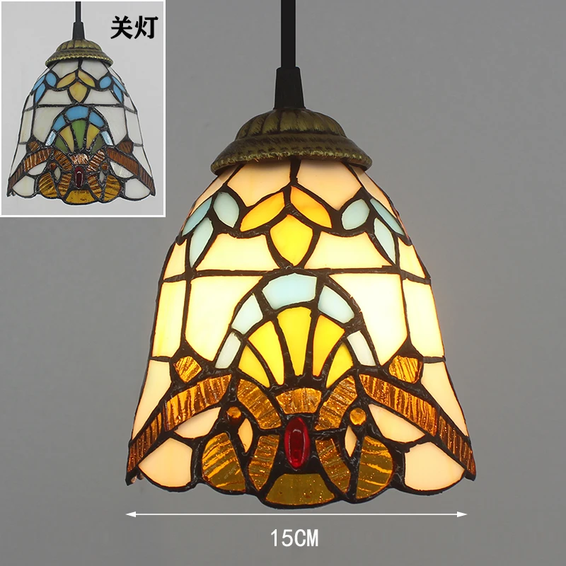 Vintage Stained Glass Pendant Lights Tiffany Mediterranean Turkish Mosaic Hanging Lamp for Kitchen Living Room Bar Home Decor