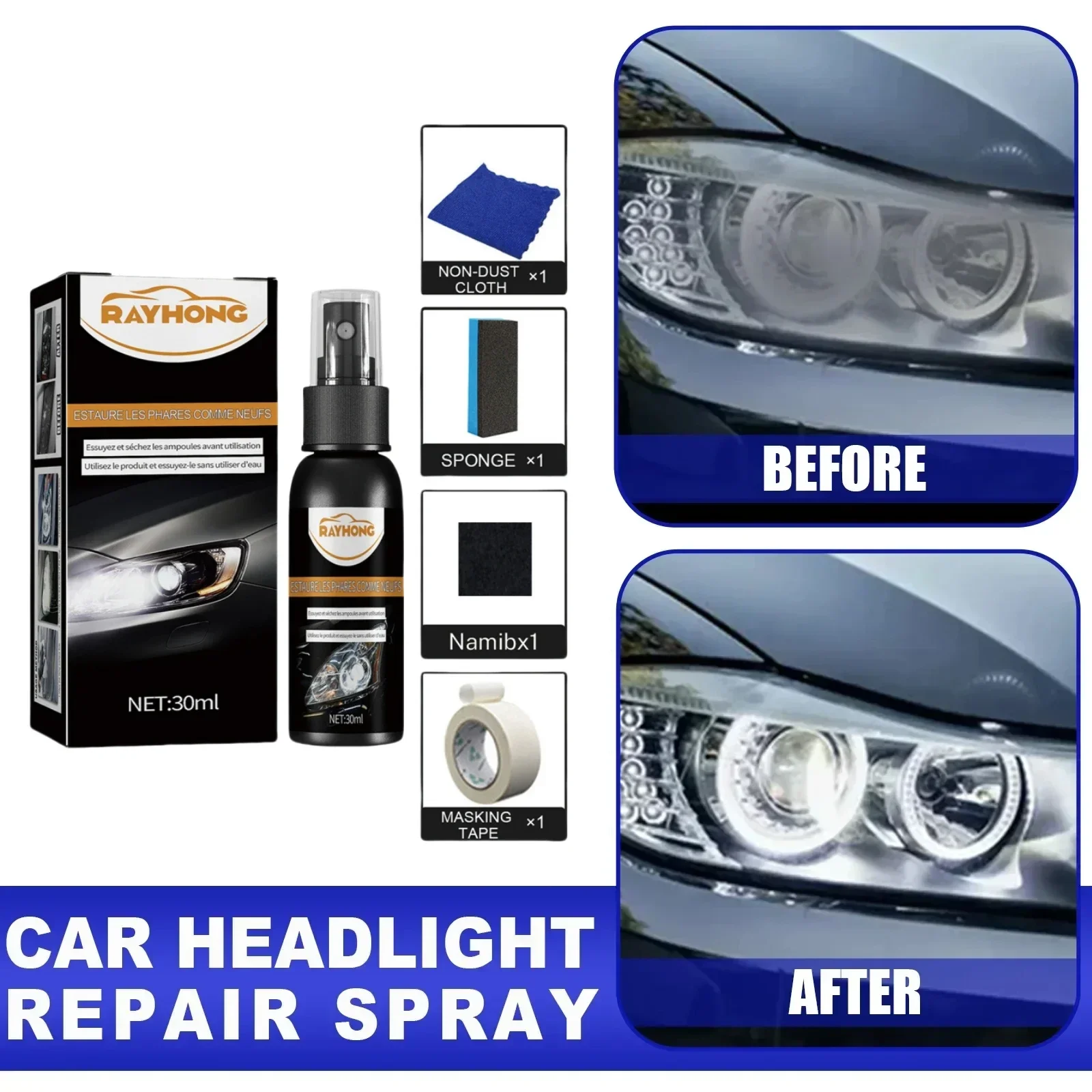 

Car Headlight Restoration Polishing Kits Headlamp Repair Kits Car Light Polisher Cleaning Paste Cars Paint Refurbish Agent