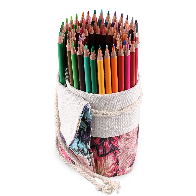 Étui à crayons coloré avec grille, esthétique antique, sac de rangement pour crayons cosmétiques, boîte de rangement de papeterie, 12 trous, 24