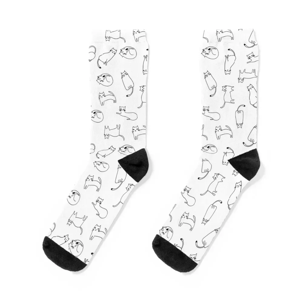 Calzini modello gatto contorno bianco Scarponcini da trekking regalo divertente calzini da calcio hip hop da donna da uomo