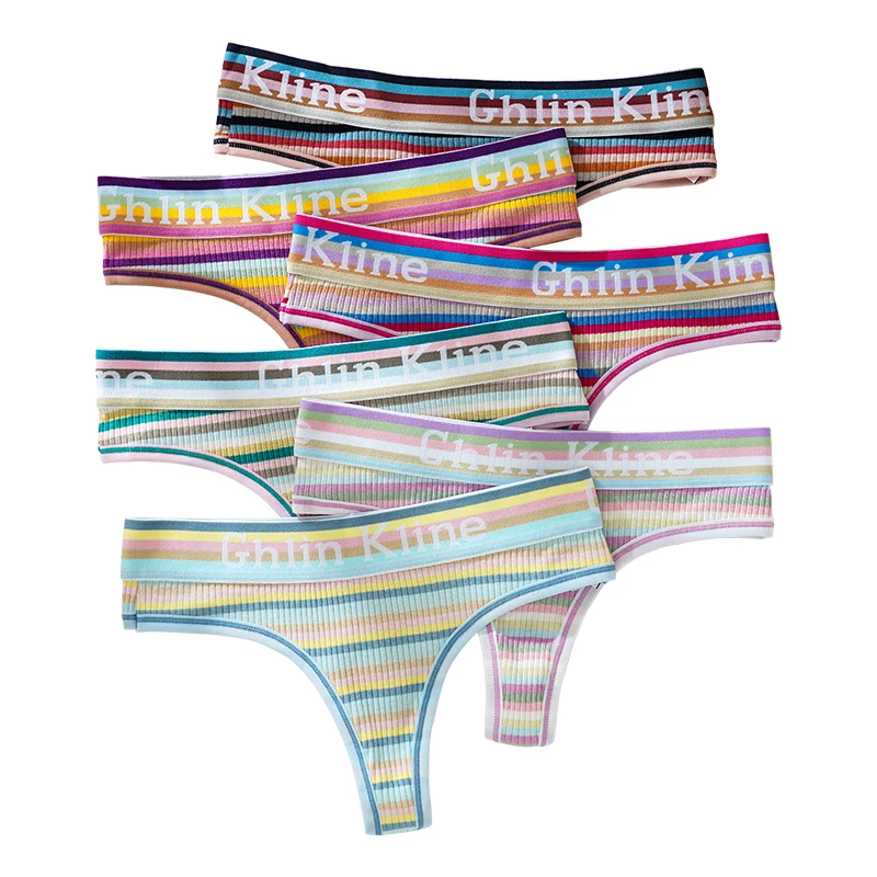 Women's Close-fitting Fashion Colored Striped T-line Women's Sexy Underwear