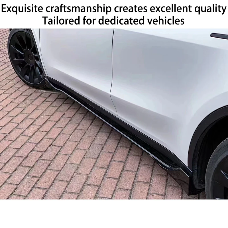 Side Skirts Body Kits Guard For Tesla Model Y 2018-2023 2024 Side Skirt Carbon Fiber Pattern ABS Modified Body Kit Protector