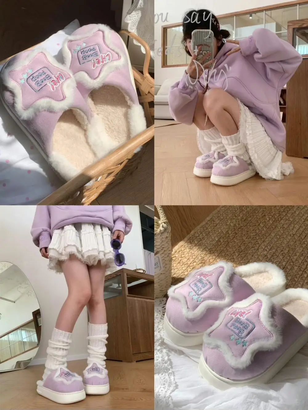 Chic Star Cotton Slippers For Women's Winter Home Furnishings Thick Bottom Man Slippers Warm And Velvet Postpartum Shoes Ins