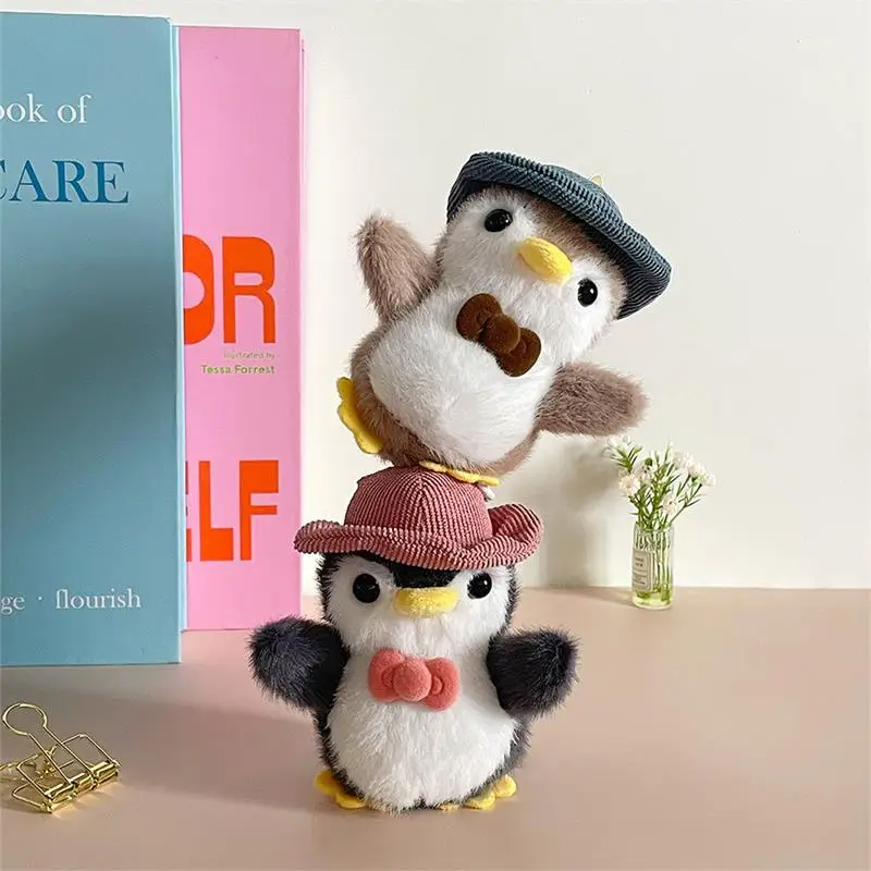 Dessin animé mignon pingouin en peluche poupée jouets porte-clés pendentif sac suspendus ornements sac à dos charme Girly porte-clés cadeau d'anniversaire de noël