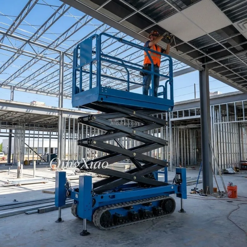 FOB Crawler Scissor Lift Table Tracked Aerial Platform Self Propelled 10m Automatic Rough Terrain Heavy Duty Stable Lifting view 4