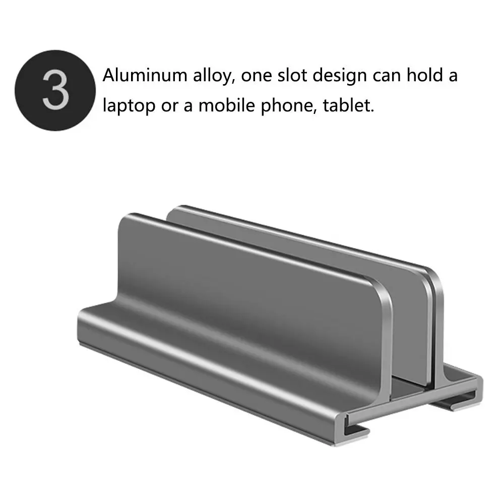 수직 노트북 스탠드 공간 절약형 미끄럼 방지 알루미늄 노트북 거치대, 조정 가능한 녹 방지 데스크탑 노트북 독, 1/2/3 슬롯