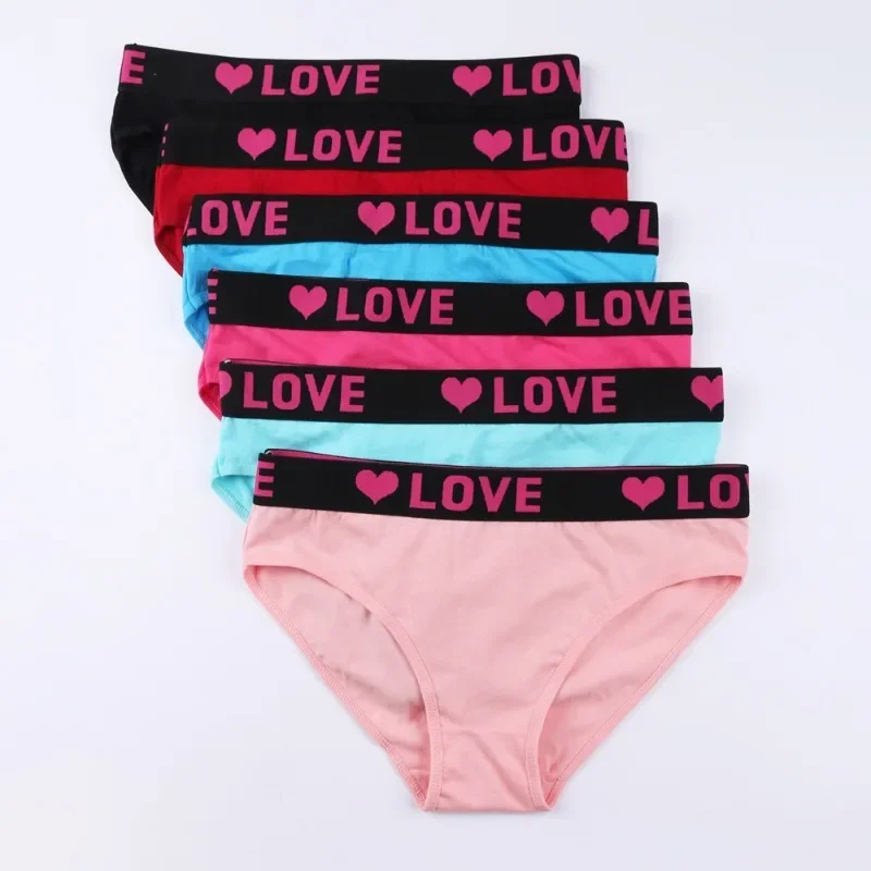 

6pcs Mixed Color Underwear Women's Thin Panties Solid Color Belted Women's Triangle Shorts Bikini Shorts