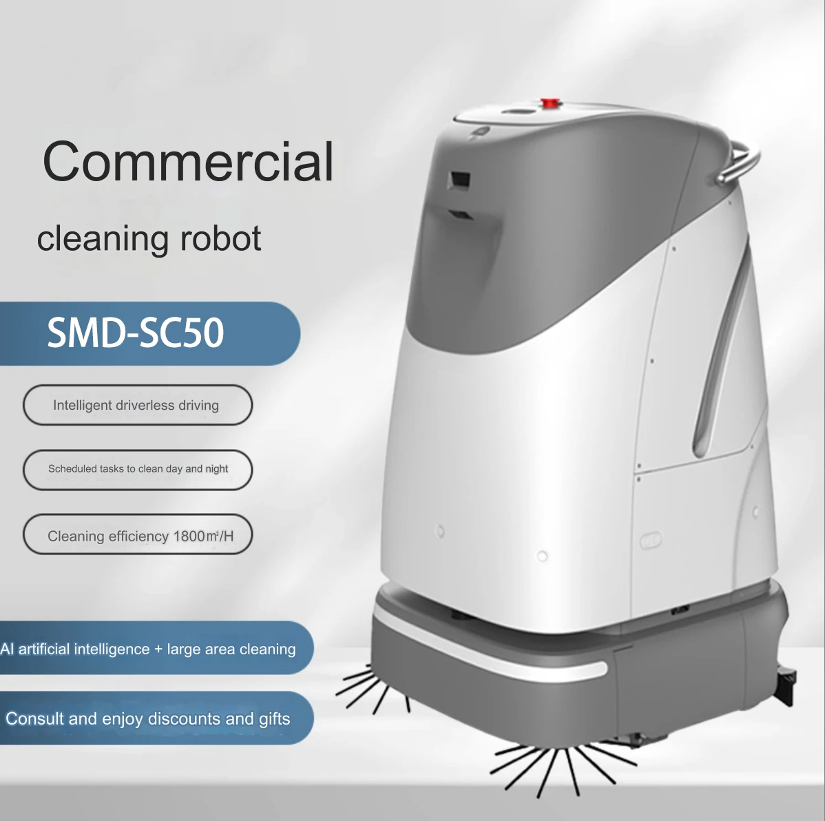 Professional Restaurant Commercial Cleaning Robot Autonomus Floor Scrubber Equipment with Battery Core Component