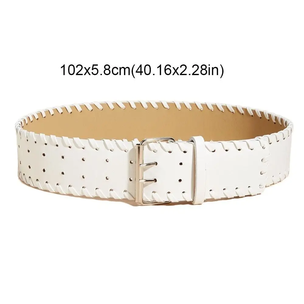 Gewebter PU-Lederbund Y2k Harajuku Damen Breiter Gürtel Koreanischer Stil Taillengürtel Western Cowboy Gürtel Jeans Dekorativ