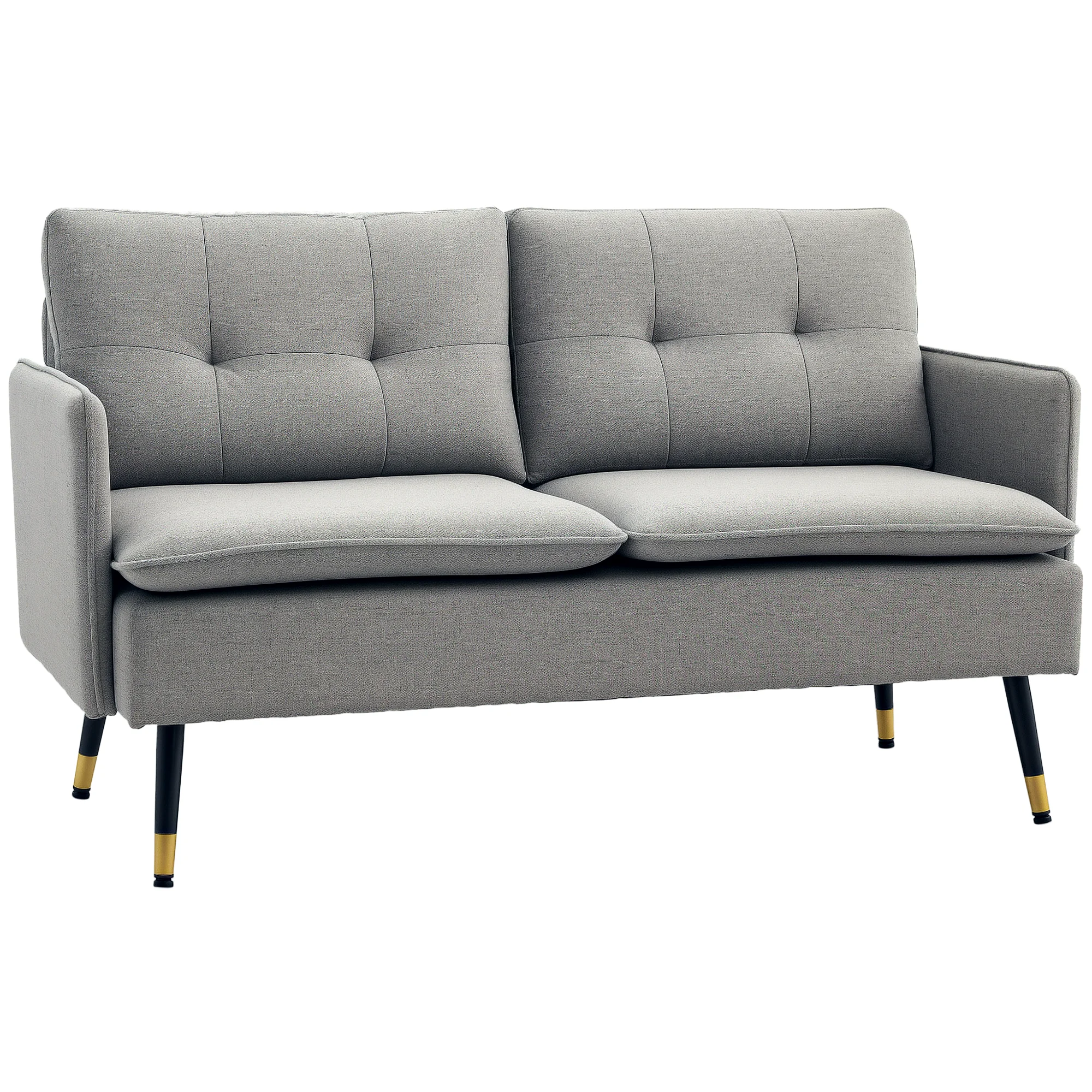 HOMCOM Sofá de 2 Plazas con 4 Cojines y Reposabrazos 139x68x80 cm Gris