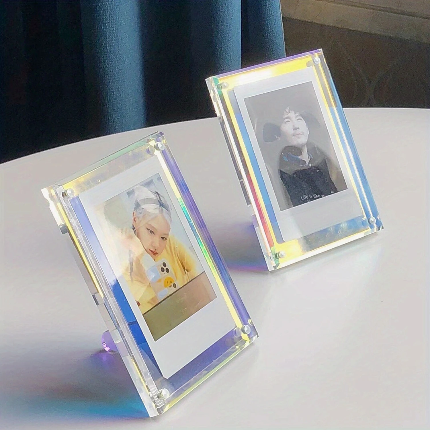 Instagram Polaroid 3-inch frame, acrylic table, transparent laser chasing star girl, small card frame, 3-inch photo