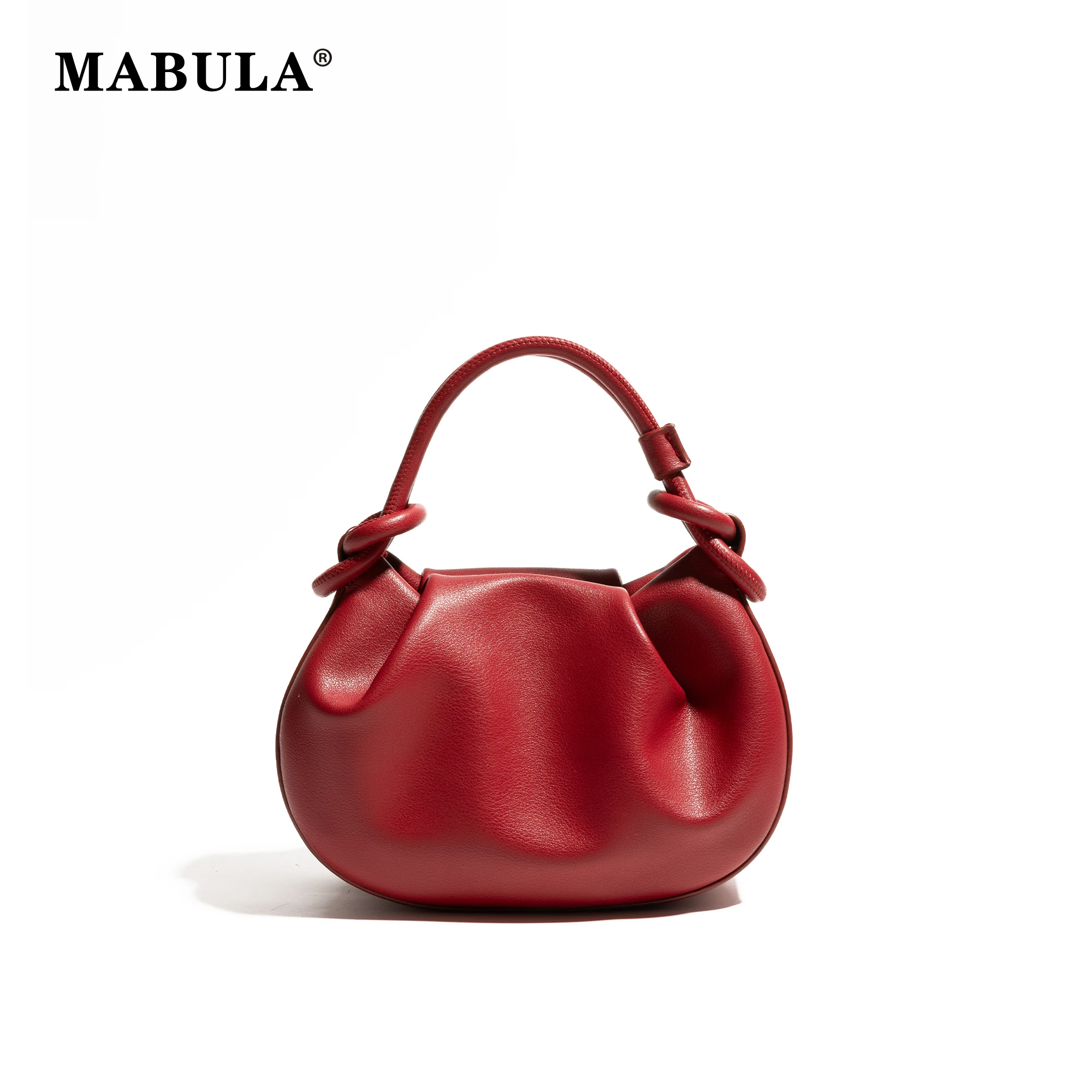 MABULA Pleated Cloud Wrist Bag Underarm Bags Leather Handbag Lady Totes bolsas Luxury Designer Armpit Bag Lightweight Handbag