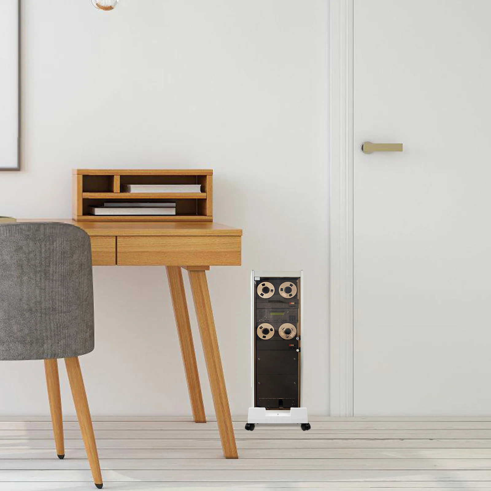 حامل برج الكمبيوتر حامل أرضي أسود متحرك مع عجلات لبرج سطح المكتب تحت المكتب وحامل وحدة المعالجة المركزية البلاستيكية المتداول #5