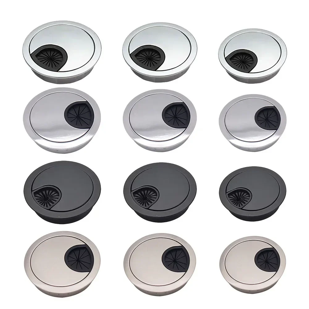 Computer Desk Cable Hole Cover 50mm 60mm 80mm Desk Metal Grommet Table Cable Tidy Wire Hole Cover Home Hardware Parts