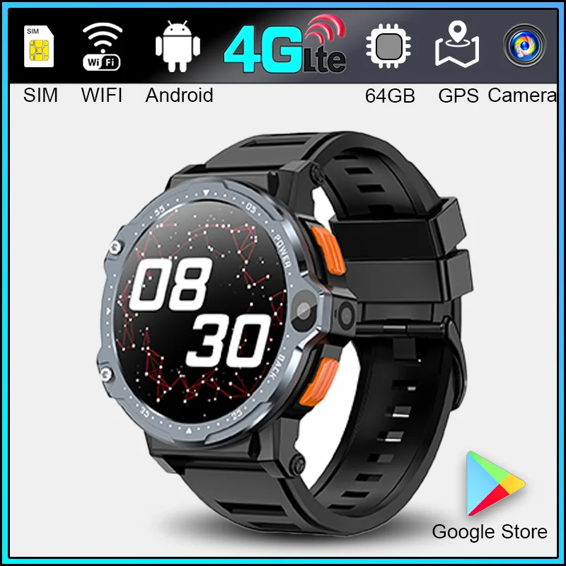 4G SIM Card Android os SmartWatch 4G/WIFI High-speed Internet Access HD Dual Cameras 64GB ROM Android Smart Watch for Men Women