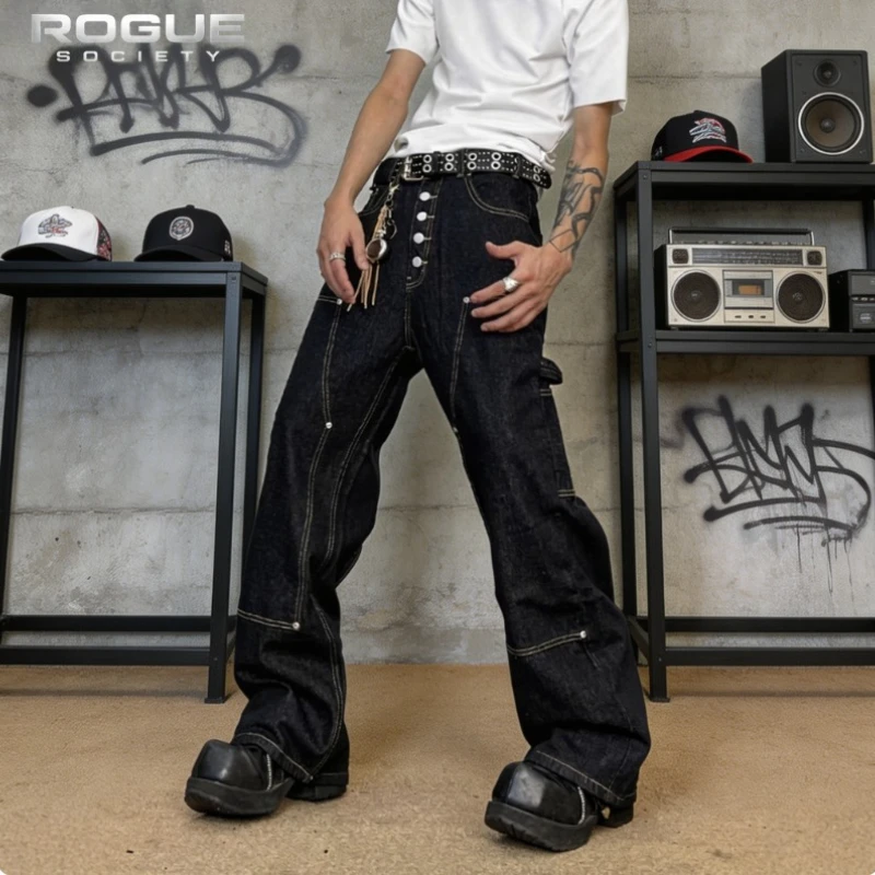 

New Cargo Hip Hop Y2K Jeans Men High Street Style Wash Baggy Denim Streetwear Grunge Loose Harajuku Trousers Gothic Pants Unisex