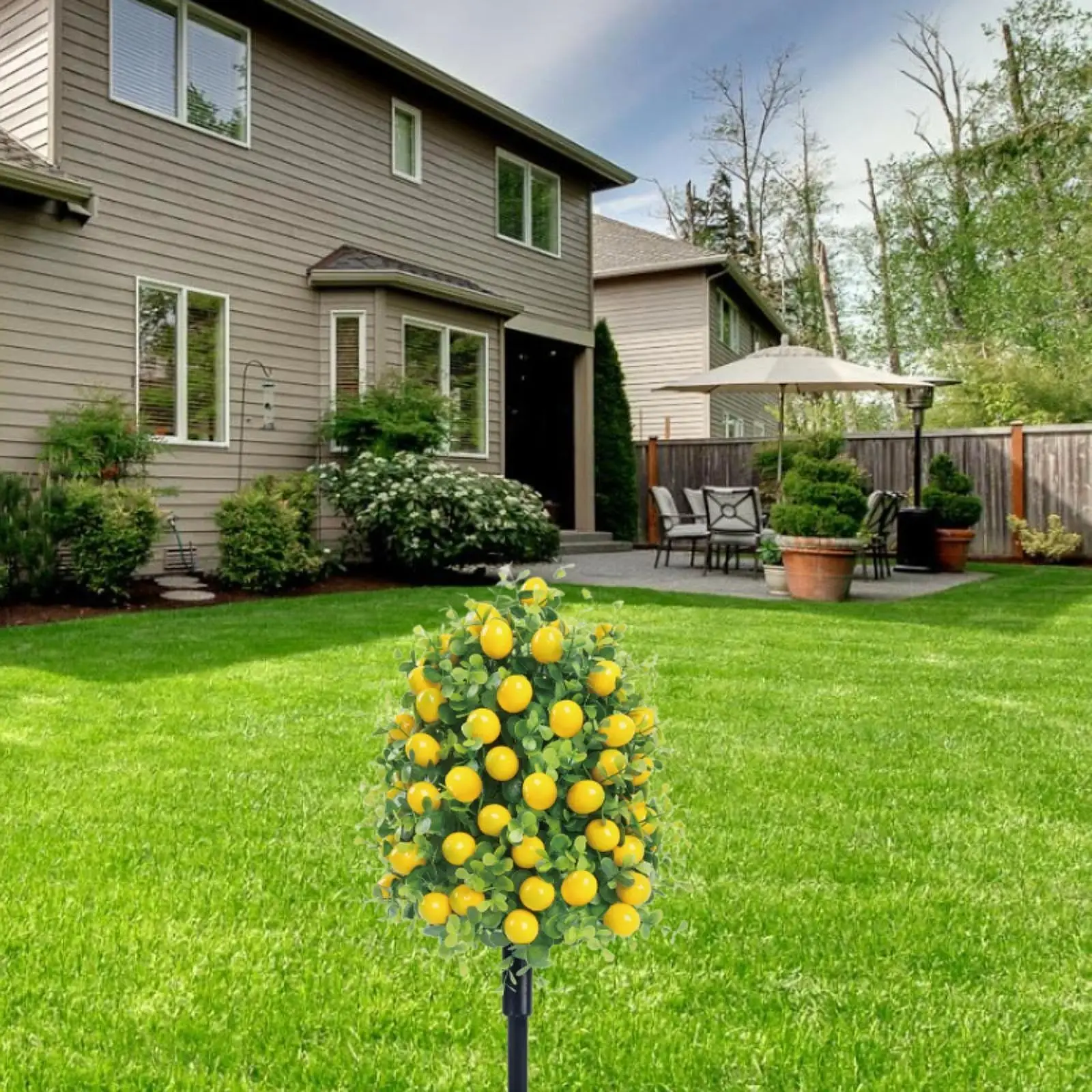 Outdoor Garden Decorative Figure Lemon Stake Statue Durable PP Yard Decoration for Potted Plants