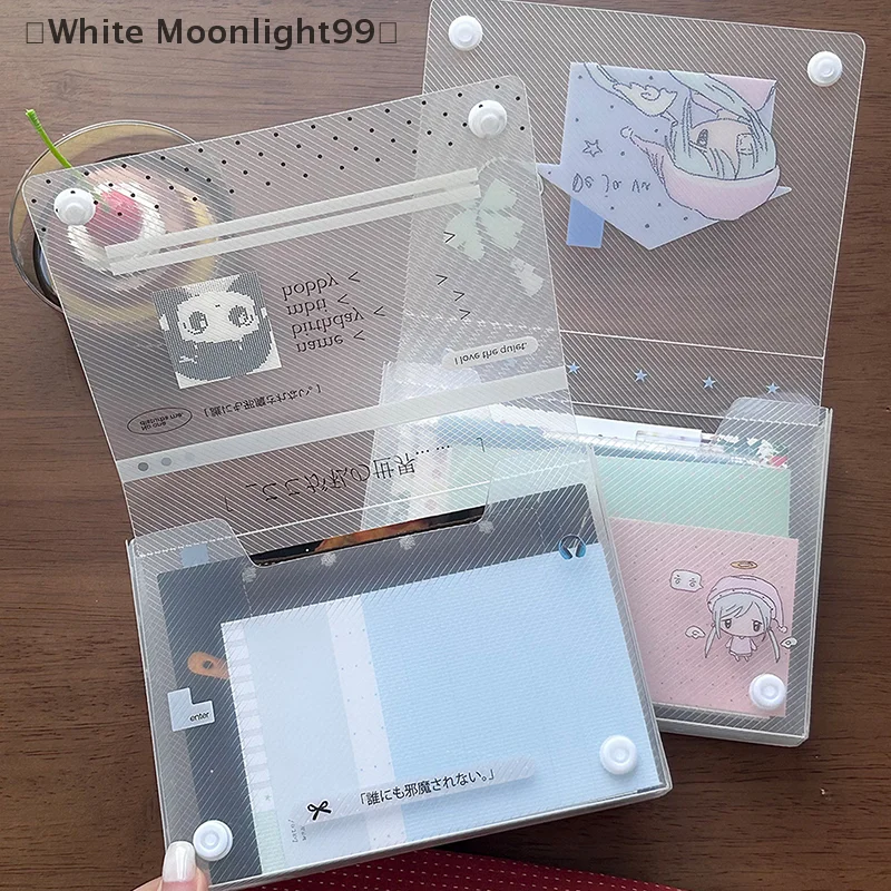

〔White〕Cute A6 File Bag Plastic Documents Filing Storage Bag Student Organizer Information Pocket Folders Stationery