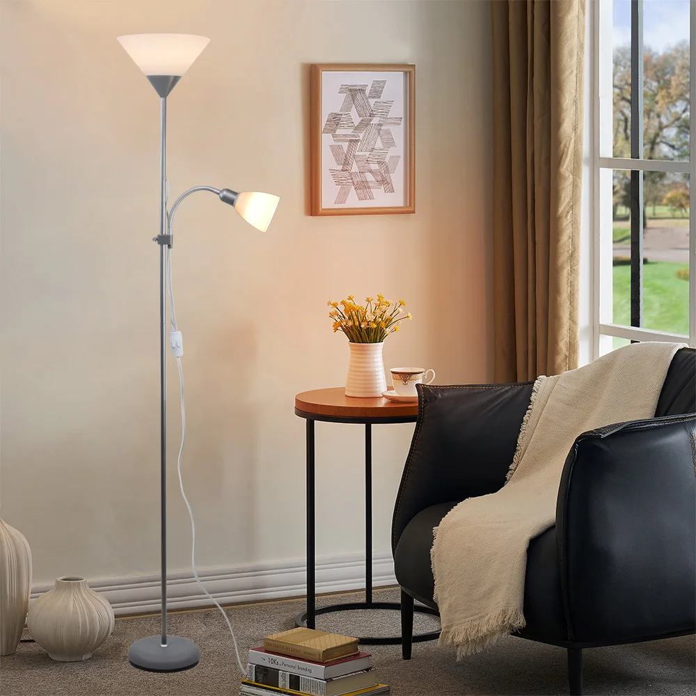 Depuley Modern Mother and Child Floor Lamps with Reading Light Standing LED Floor Lamp with 360°Rotate Side lamp for Living Room