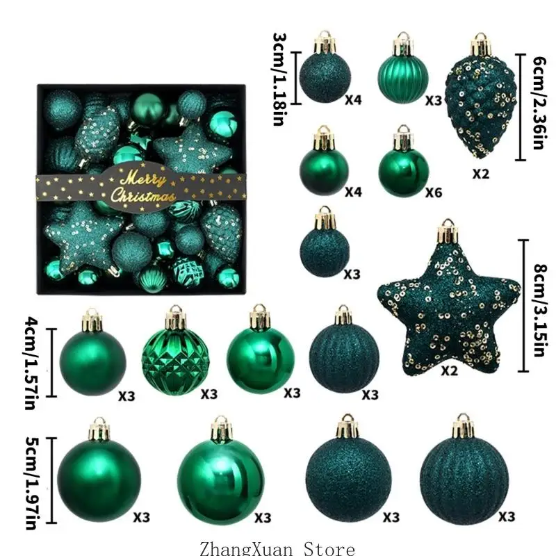 Weihnachtskugel-Set mit 50 Kunststoffkugeln für Raum- und Baumgestaltung 3XUF – Detail 6