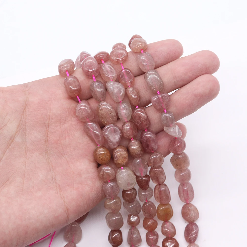 

Irregular Scattered Beads Natural Stone Strawberry Crystal Quartz Loose Spacing Beads Jewelry Making DIY Bracelet 8-10mm