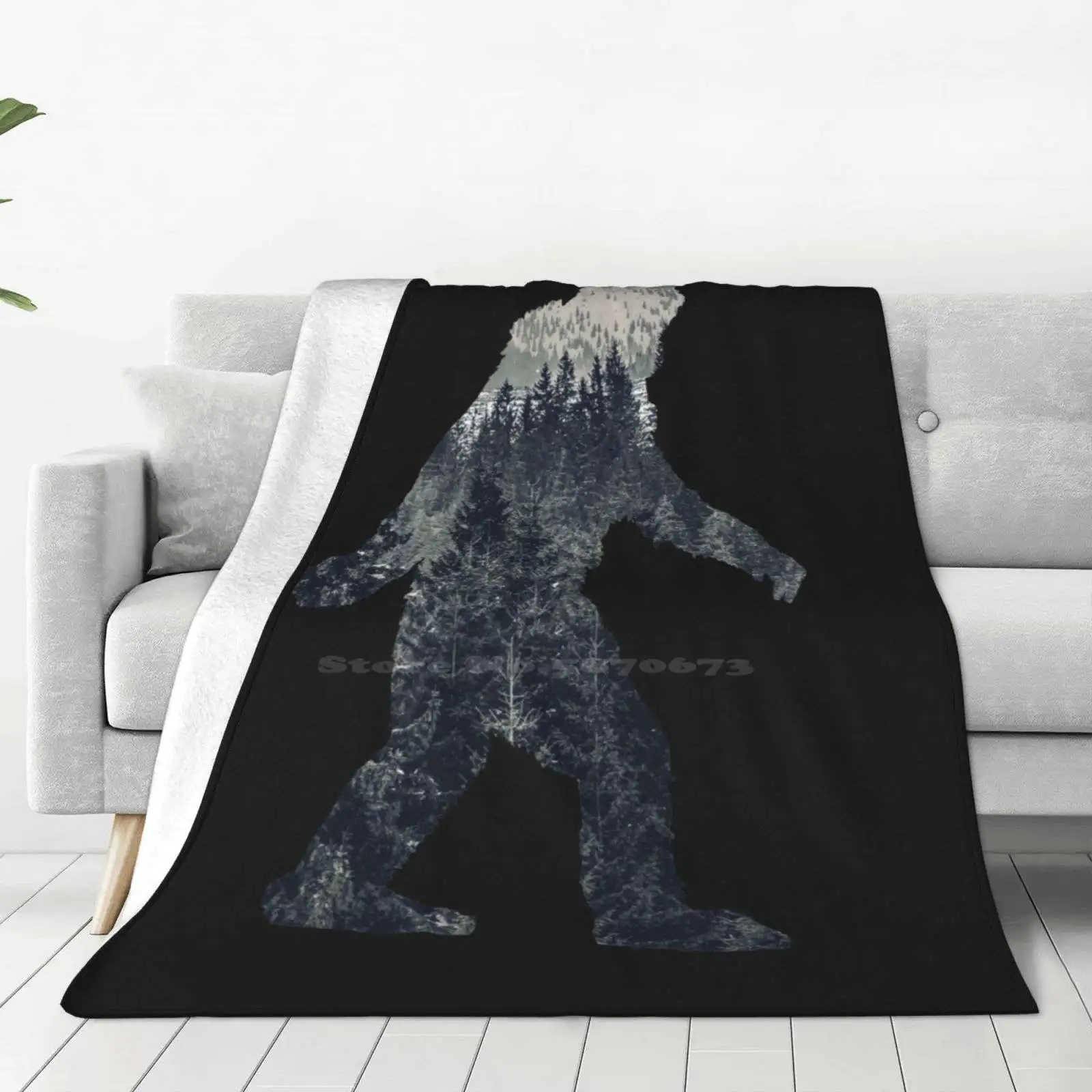 A Sasquatch Silhouette In The North Trend Style Funny Fashion Soft Throw Blanket Sasquatch Bigfoot Silhouette Great Outdoors